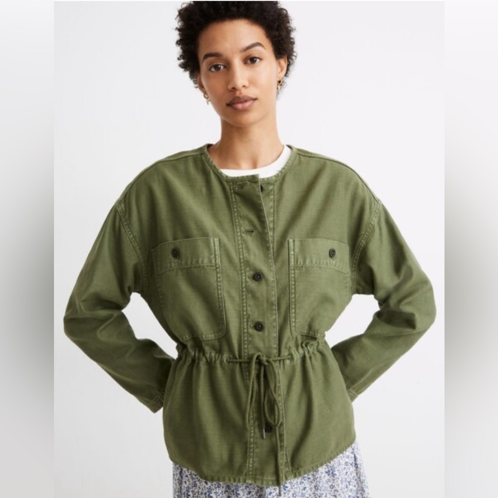 Madewell Claremont Drawstring Jacket in Palm Tree Size Extra Large